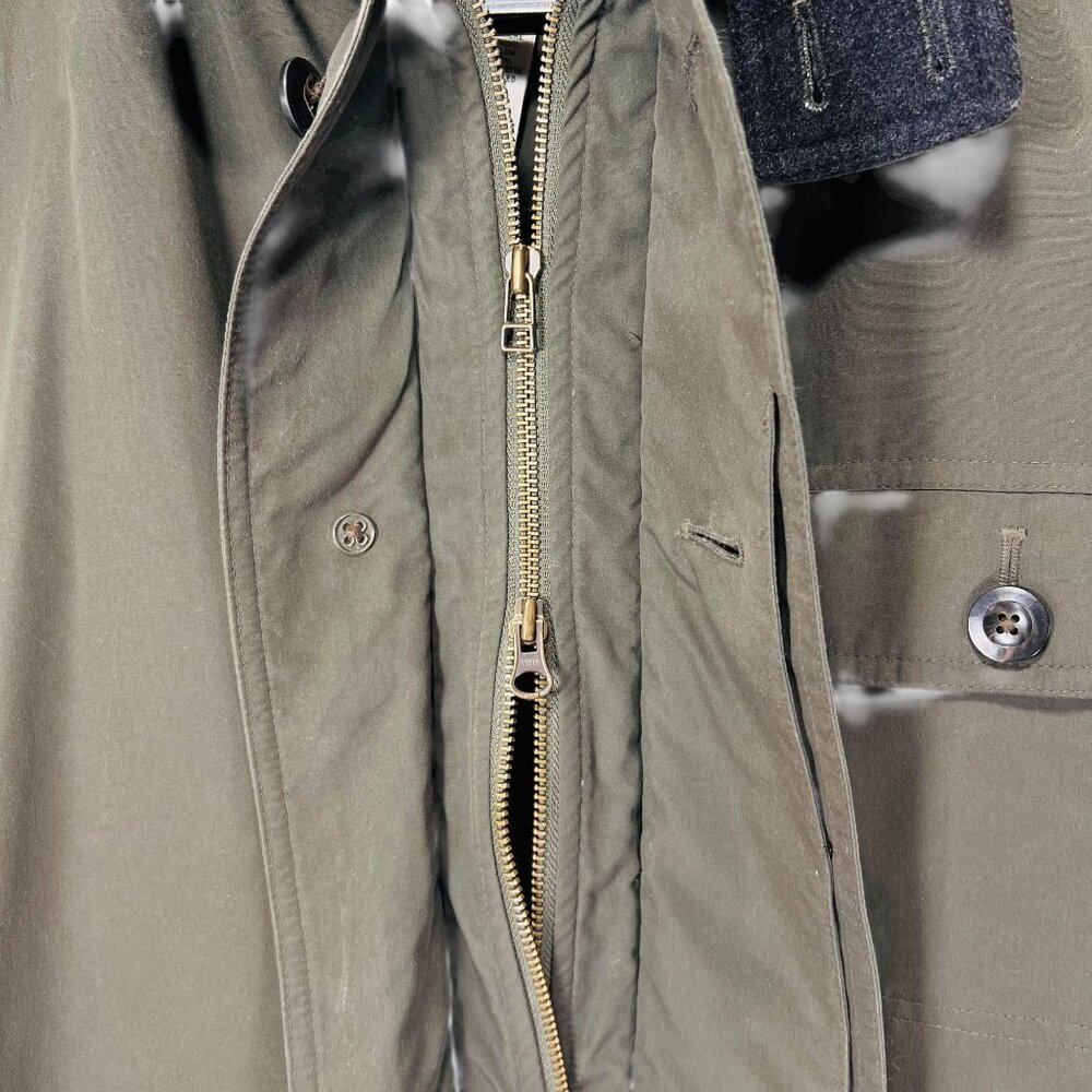 LL Bean Barn Coat Tall Lg Wool Blend Plaid Lining Chore Jacket Insulated Green - Picture 9 of 16